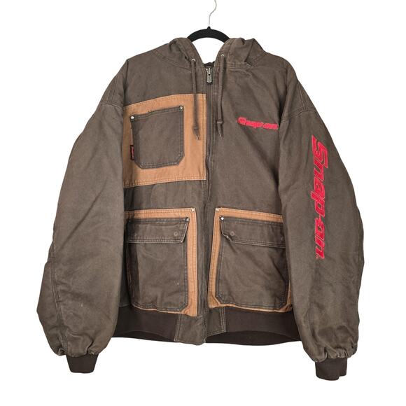 Snap-on Jacket Mens 3XL Brown Tan Colorblock Hooded Full Zip Workwear 80SV0 - Picture 1 of 12